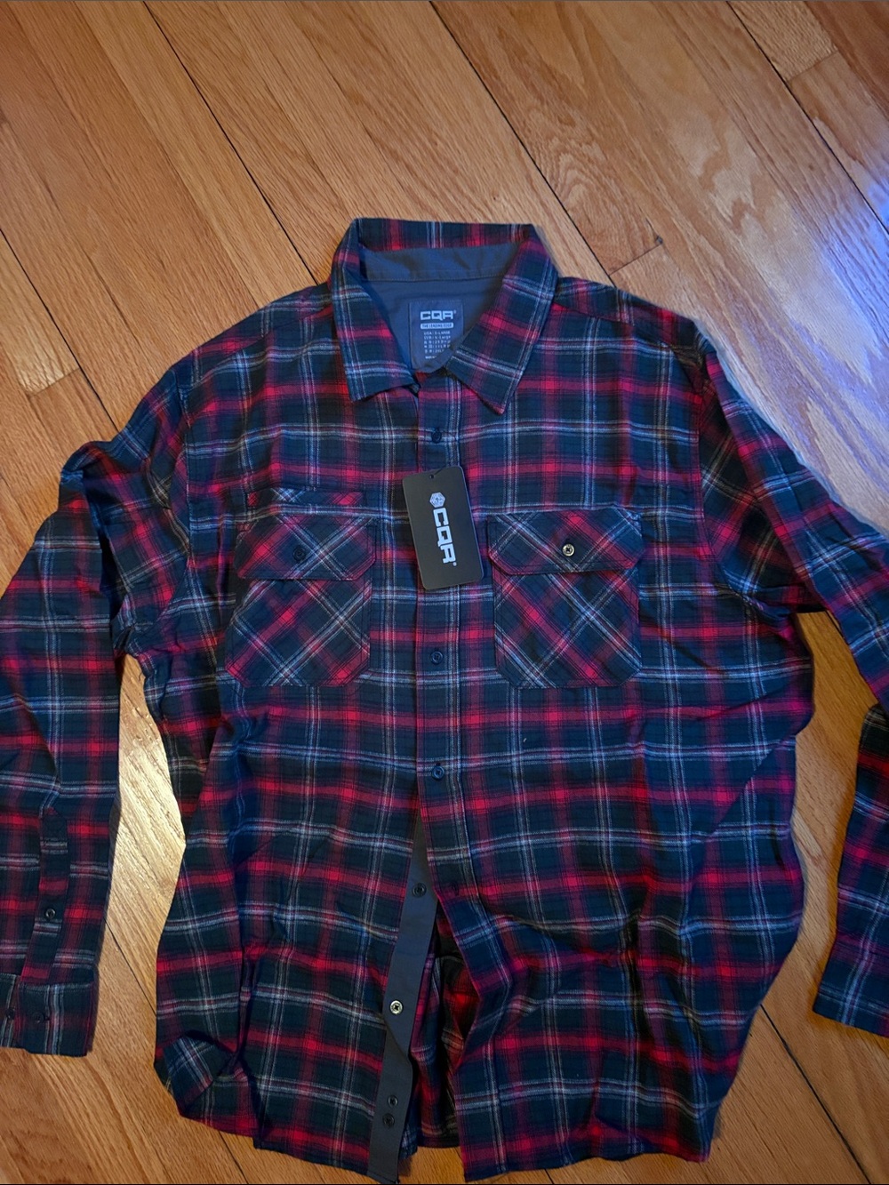 CQR Men’s Red and Black Plaid Button-Down Shirt